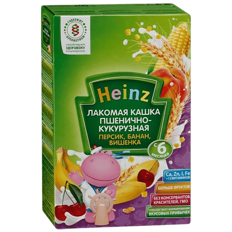 Uşaq qidası Heinz Lakomaya buğda ilə sıyıq, qarğıdalı, şaftalı, banan, albalı, moruq 170 q