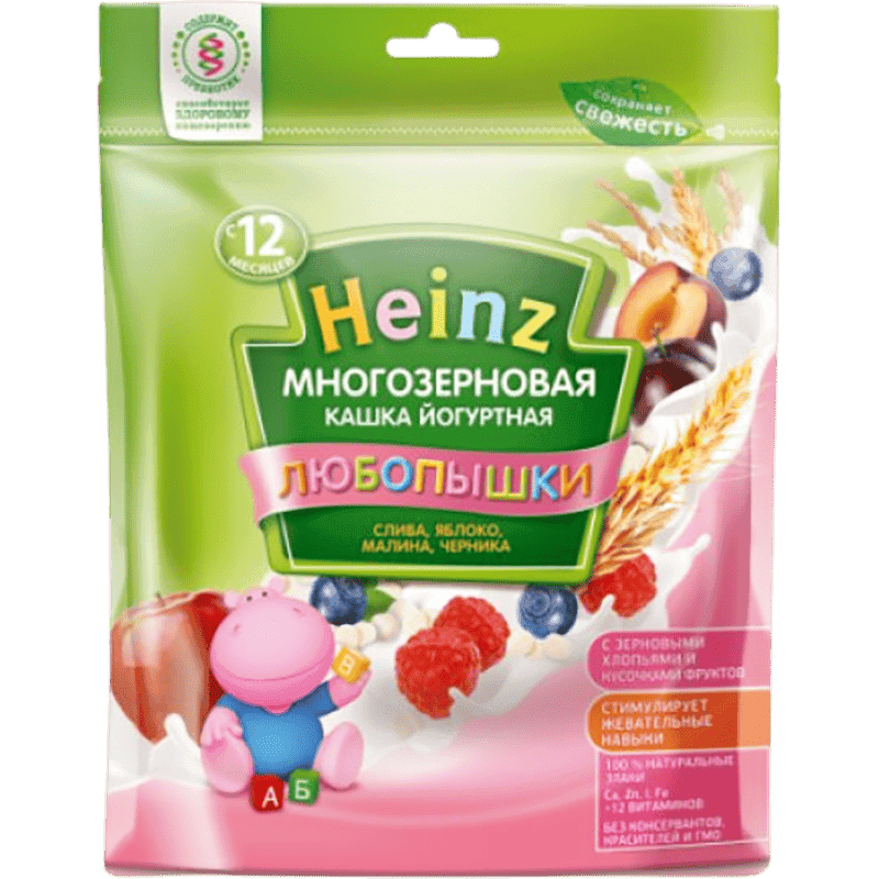 Uşaq qidası Heinz Lyubopishka çoxtaxıllı, meyvəli yogurt moruq və qaragilə ilə 200 q