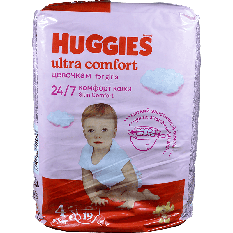 Huggies-4 Ultra Komfort Uşaq bezi 8-14 kq qız üçün, 19 əd