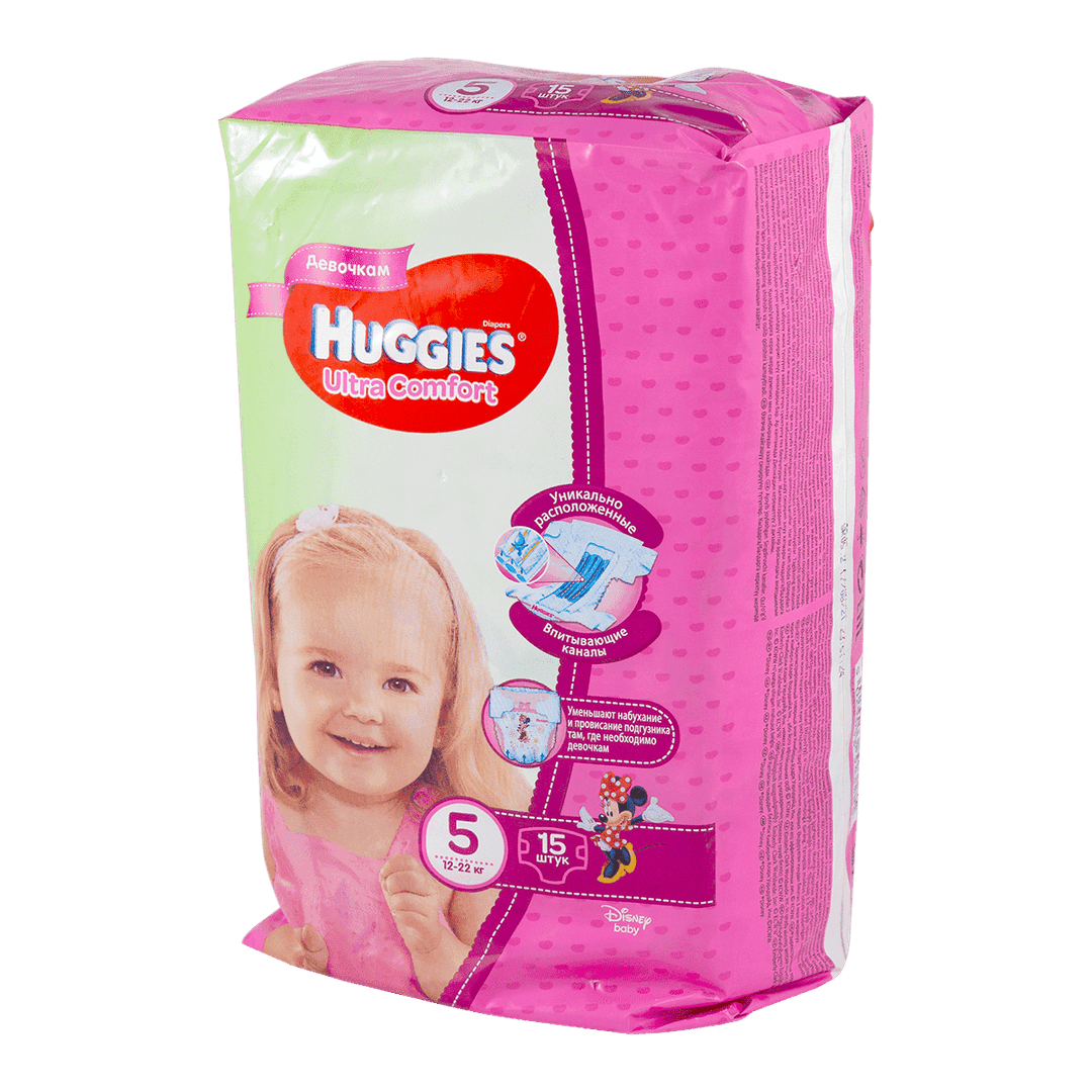 Huggies-5 Ultra Comfort Uşaq bezi 12-22 kq qız üçün 15 əd