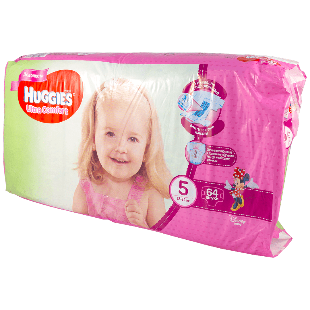 Huggies-5 Ultra Comfort uşaq bezi 12-22 kq qız üçün 64 əd