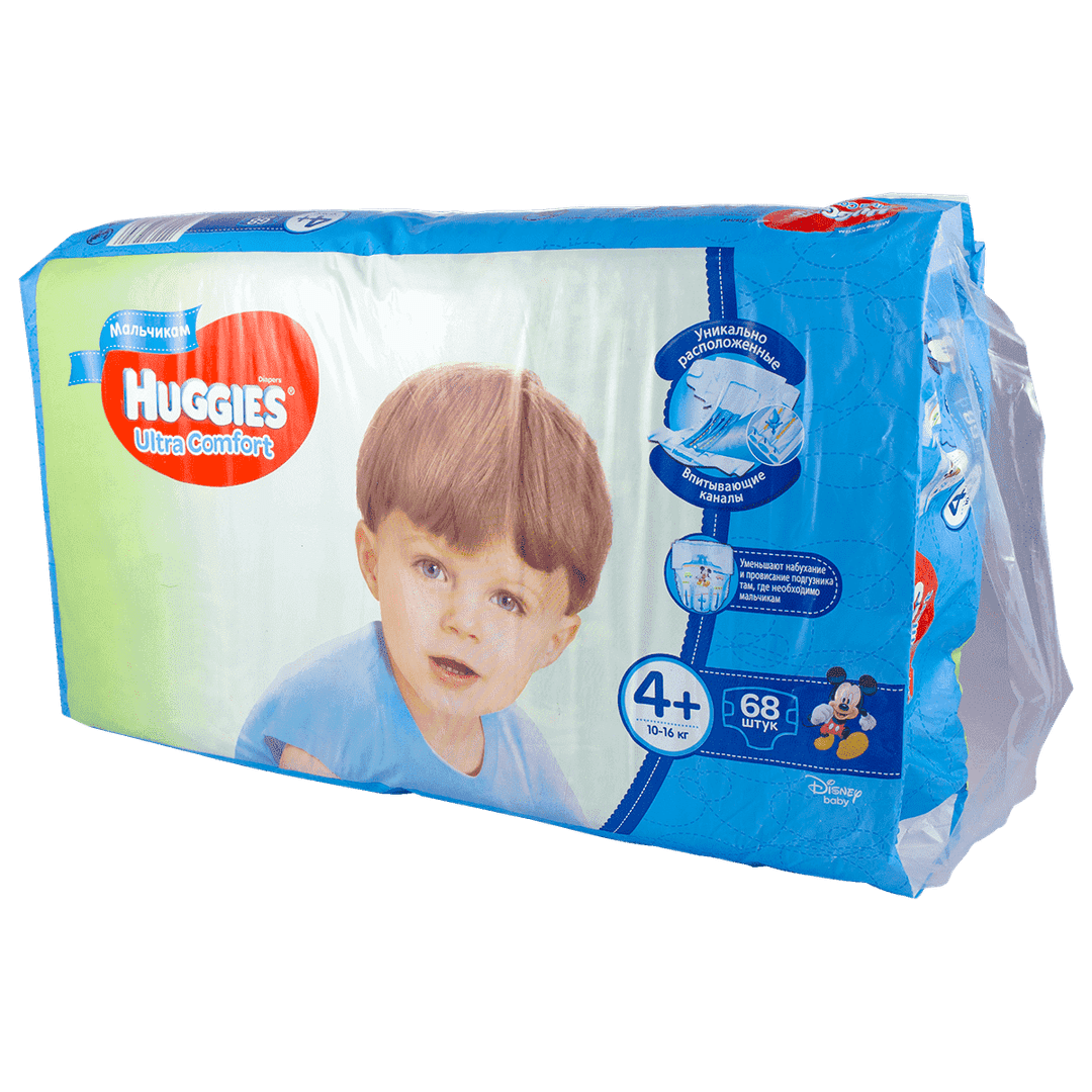 Huggies-4+ Ultra Comfort bezlər 10-16 kq oğlan üçün 68 əd