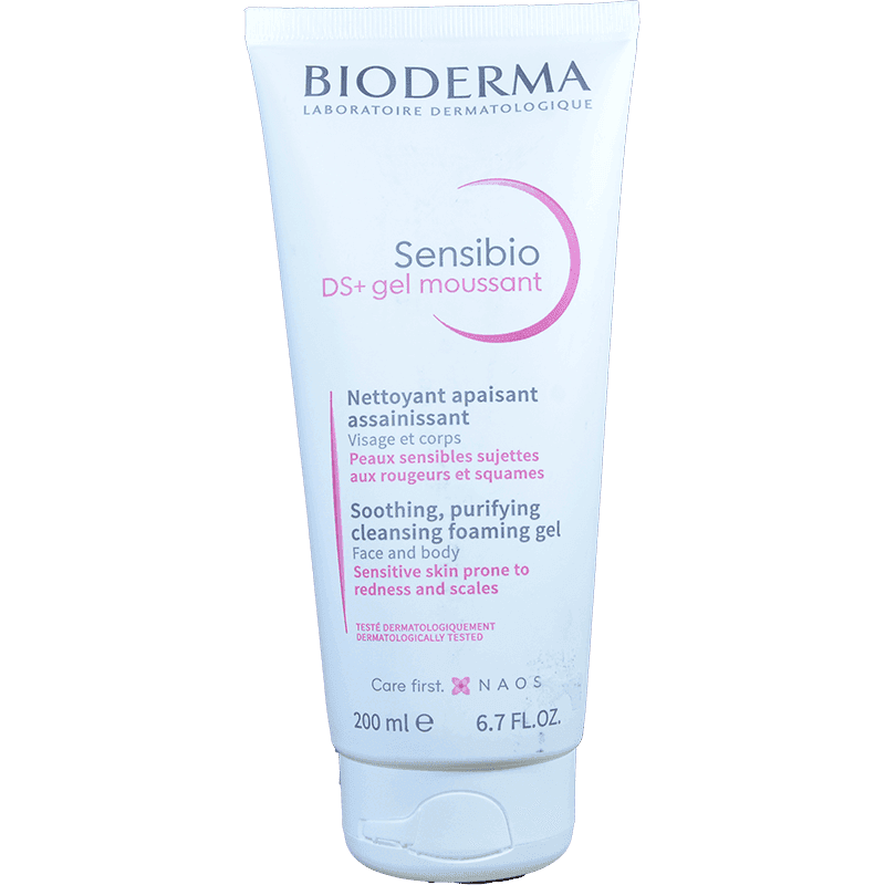 Bioderma Sensibio DS+ gel-köpük üz və bədən üçün sakitləşdirici təmizləyici, qızartı və qabıqlı həssas və yağlı dərilər üçün 200 ml