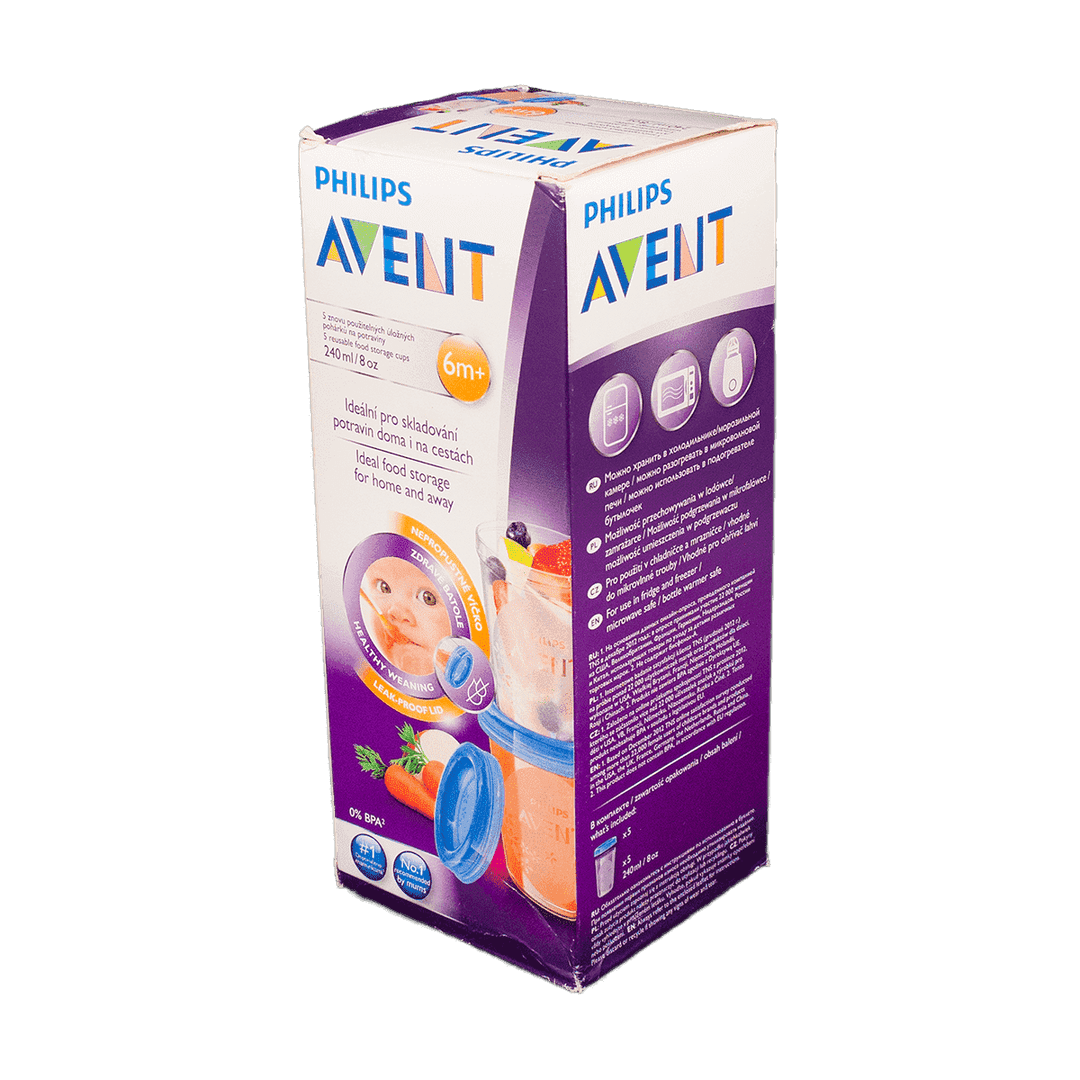 Qapaqlı uşaq qidalarının saxlanması üçün qablar dəsti 240 ml 5 əd
