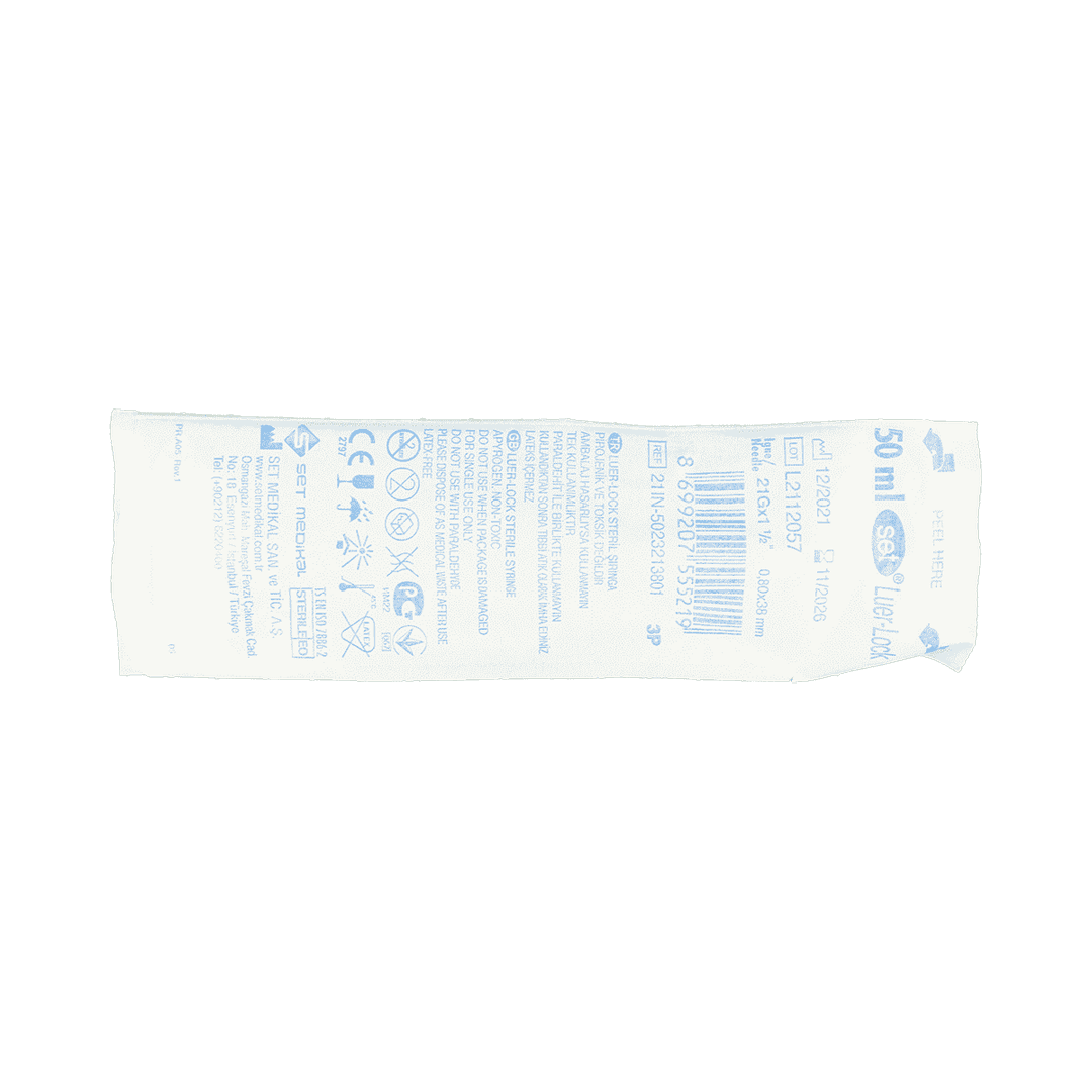 Şpris rezin porş ilə 21GX38MM Luer Lick SET 3P 50 ml