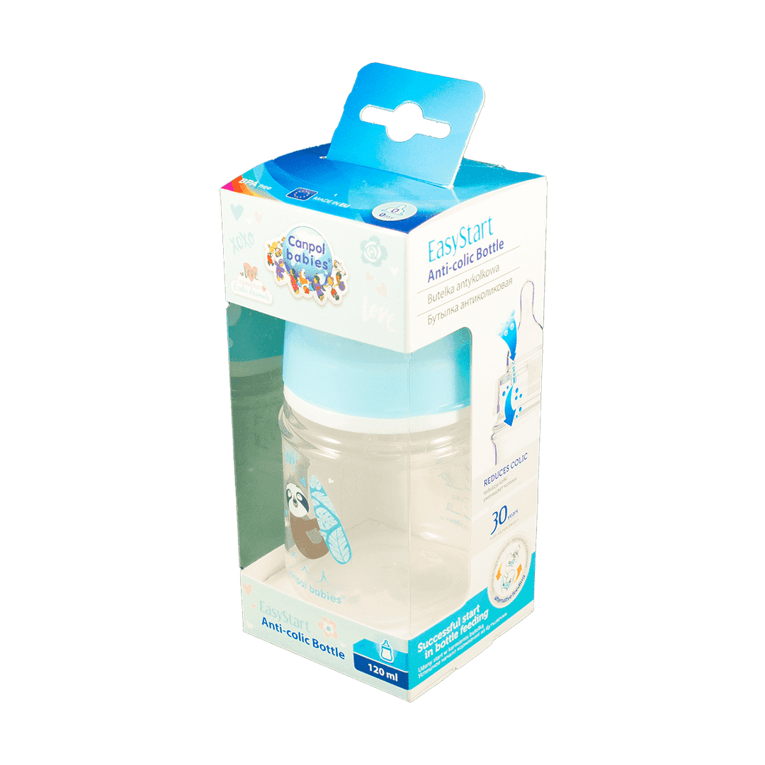 Canpol 35/220 Geniş boyunlu antikolik butulka "Oyuncaqlar", mavi, 120 ml