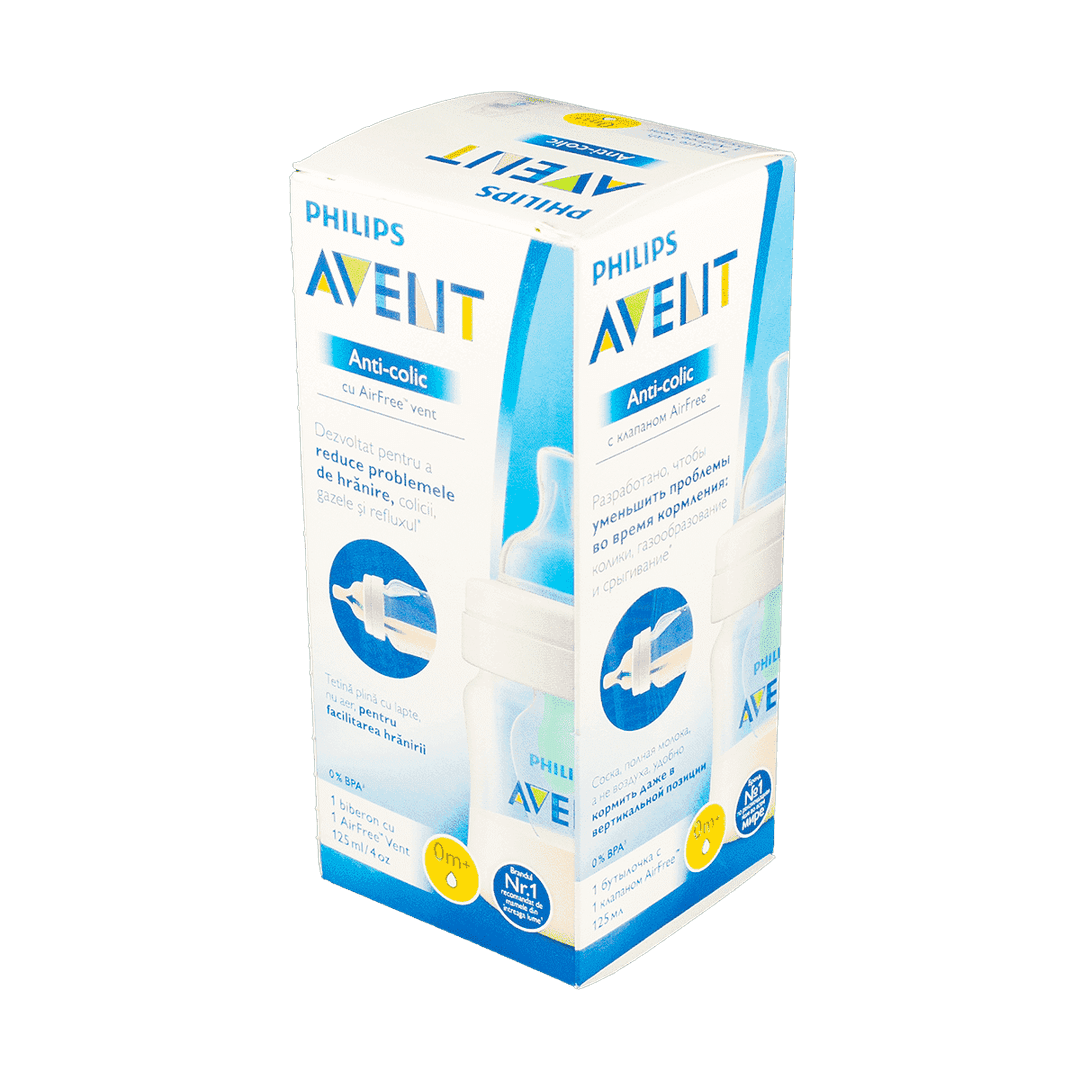 Anti-colic, AirFree klapanlı Qidalanma üçün polipropilen qab 125 ml  1+ aydan
