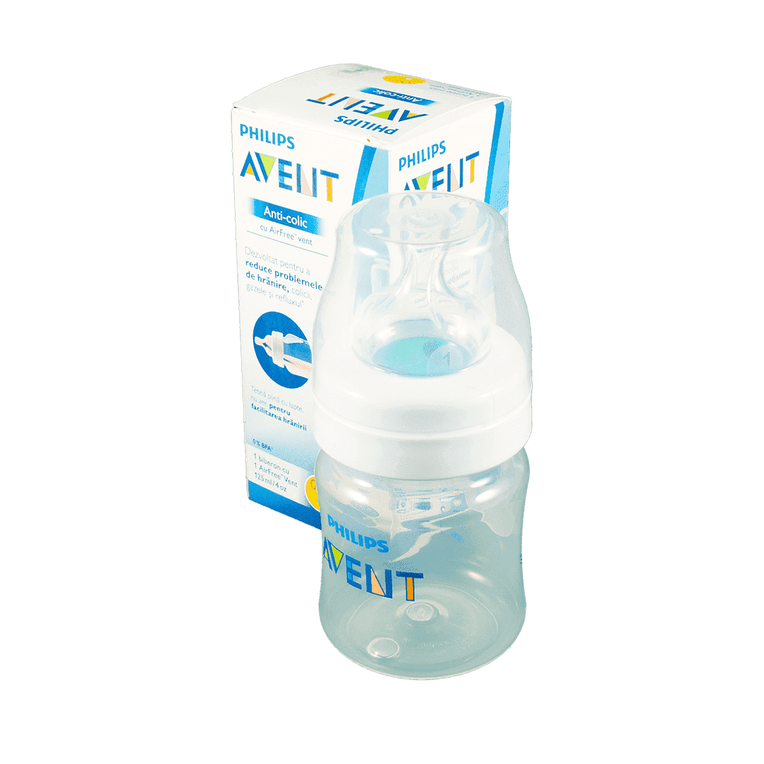 Anti-colic, AirFree klapanlı Qidalanma üçün polipropilen qab 125 ml  1+ aydan