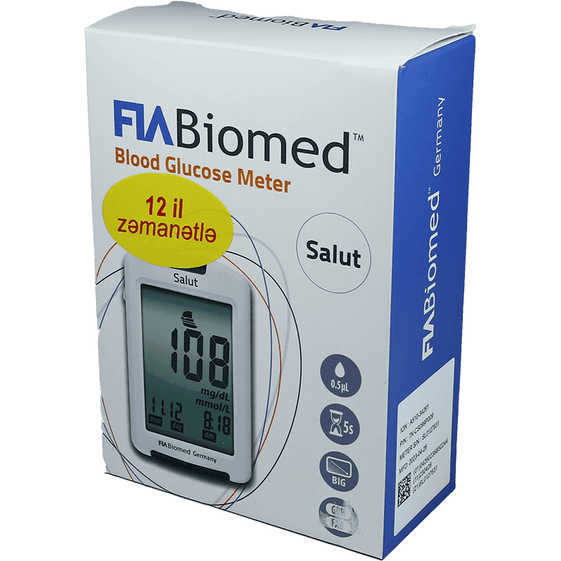 Glucometr "FiaBiomed" Salut + Hədiyyə strip glucometr üçün 50 əd.