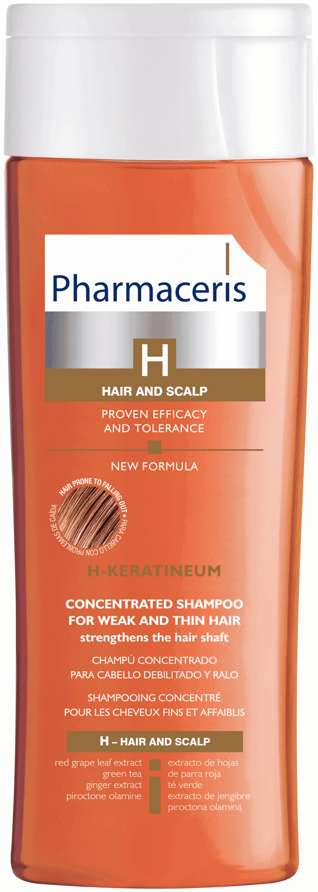 H Zəifləmiş saçlar üçün konsentrat gücləndirici şampun H-Keratineum, 250 ml 