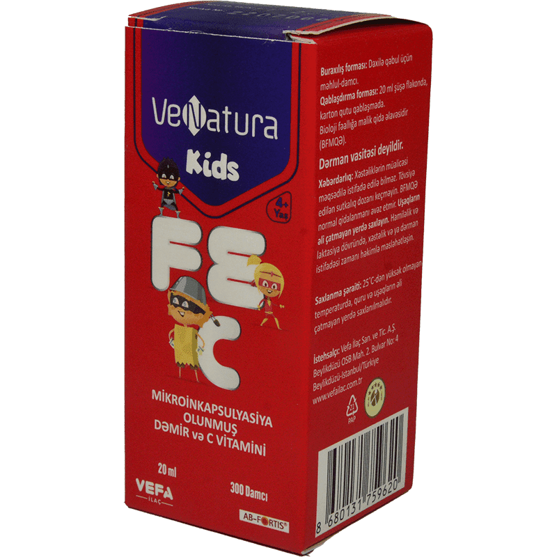 Venatura Kids ferrum, vitamin C 20 ml.