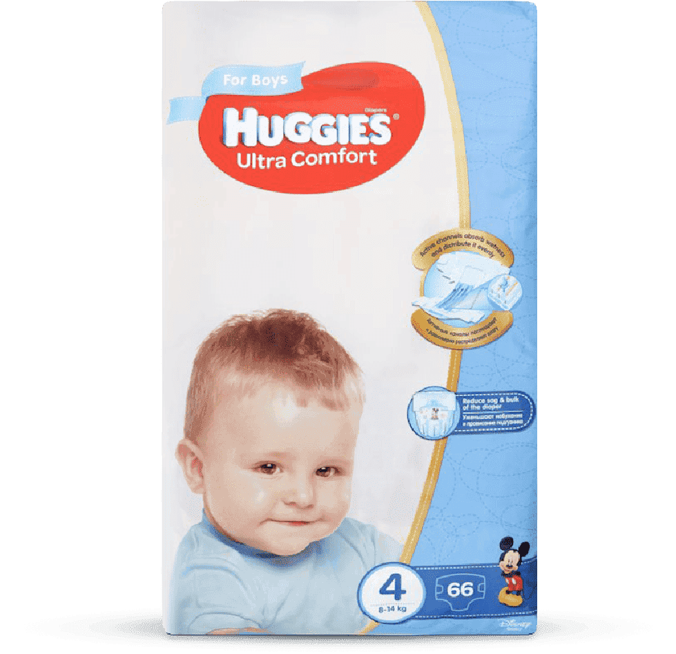 Huggies-4 Mega Ultra Comfort 8-14 kq üşaq bezi oğlan üçün 66 əd