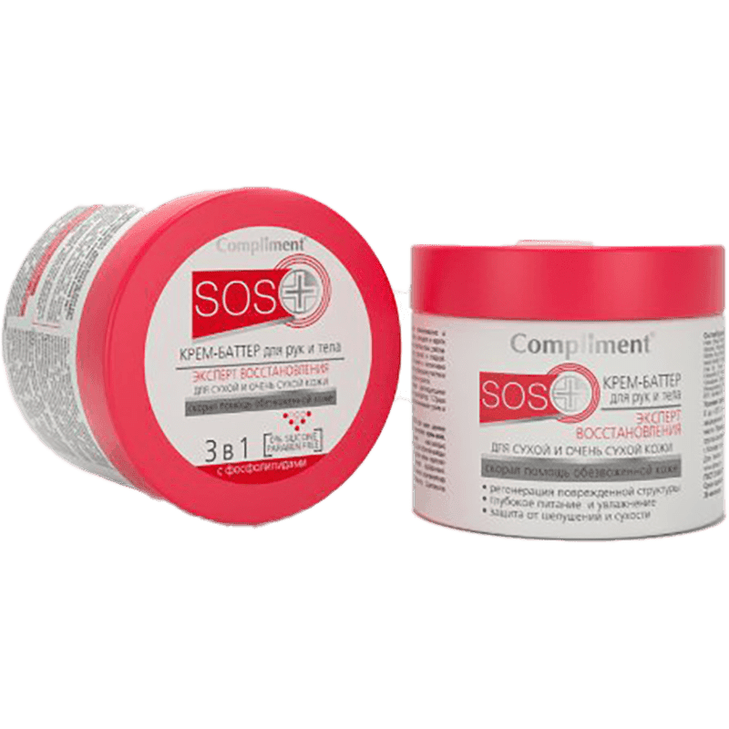 Compliment   Bərpaedici expert SOS+ krem-yağ əl və bədən  üçün  quru və çox quru dərilər üçün 3'ü 1, 300ml