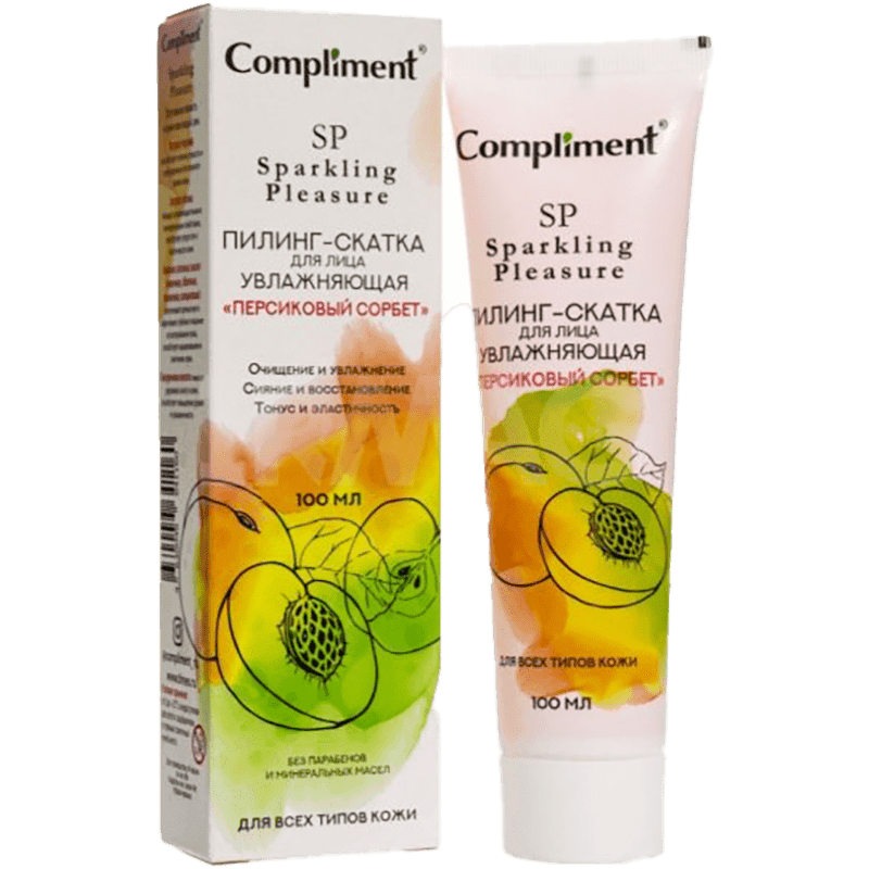 Compliment Sparkling Pleasure Üz üçün pilinq-yumrulama Şaftali Sorbet, 100ml
