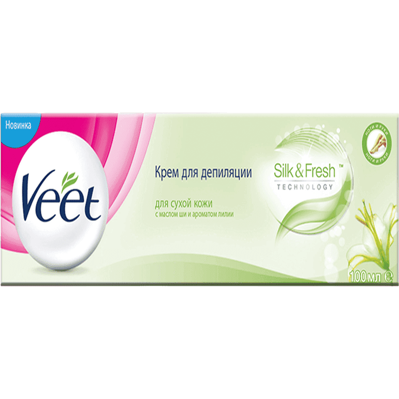 Quru dəri üçün depilyator Veet, şi yağı ilə zanbaq 100 ml