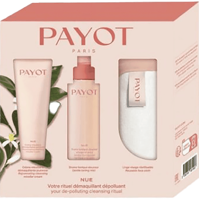 Payot  Nue Üz baxımı dəsti 75 ml Makiyaj təmizləmək üçün krem-gel, 100 ml üz və gözlər üçün tonik-sprey Brume Tonique Douceur, hədiyyə - Makiyaj Təmizləyici Dəsmal
