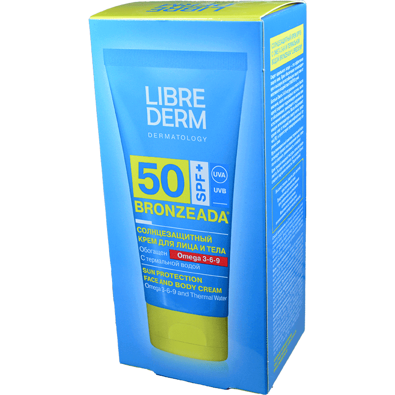 Librederm BRONZEADA Günəşdən qoruyucu Omega 3-6-9 və termal su  tərkibli SPF50 150ml
