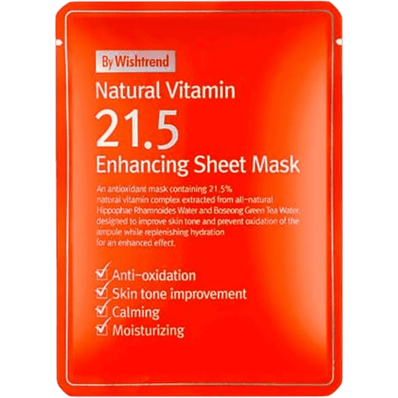 By Wishtrend möhkəmləndirici parça maskası natural vitaminlər ilə 21.5%
