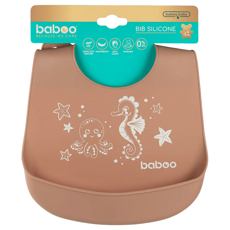 Baboo Silikonlu önlük, kakao, Sea Life