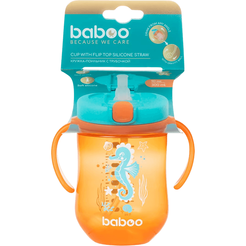 Baboo Silikonlu ağız ilə flncan, Sea Life, narıncı, 300 ml