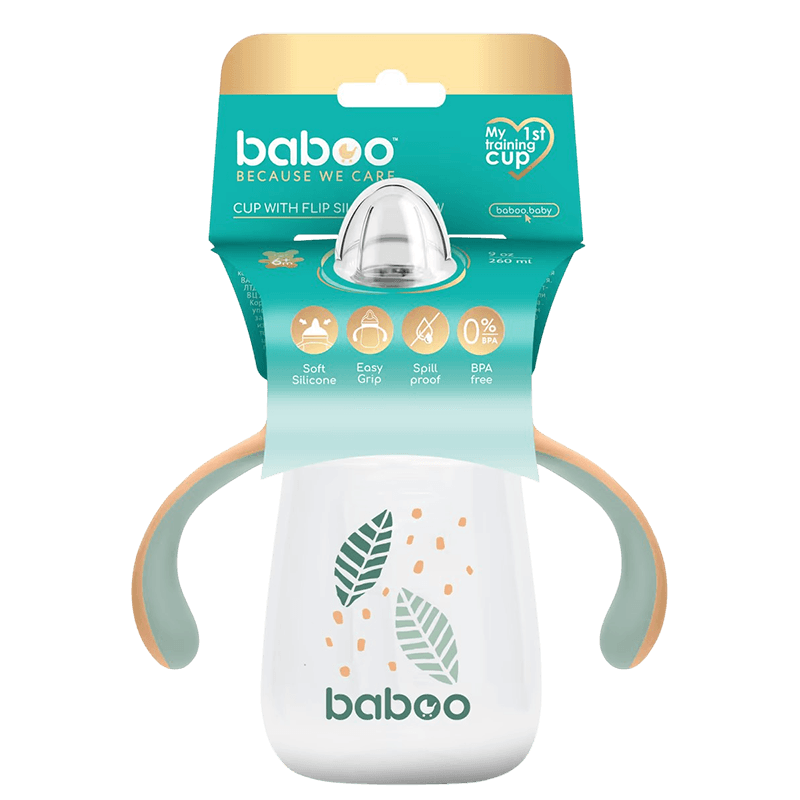 Baboo Silikonlu ağız ilə su qabı, Peachy Keen, yaşıl, 260 ml
