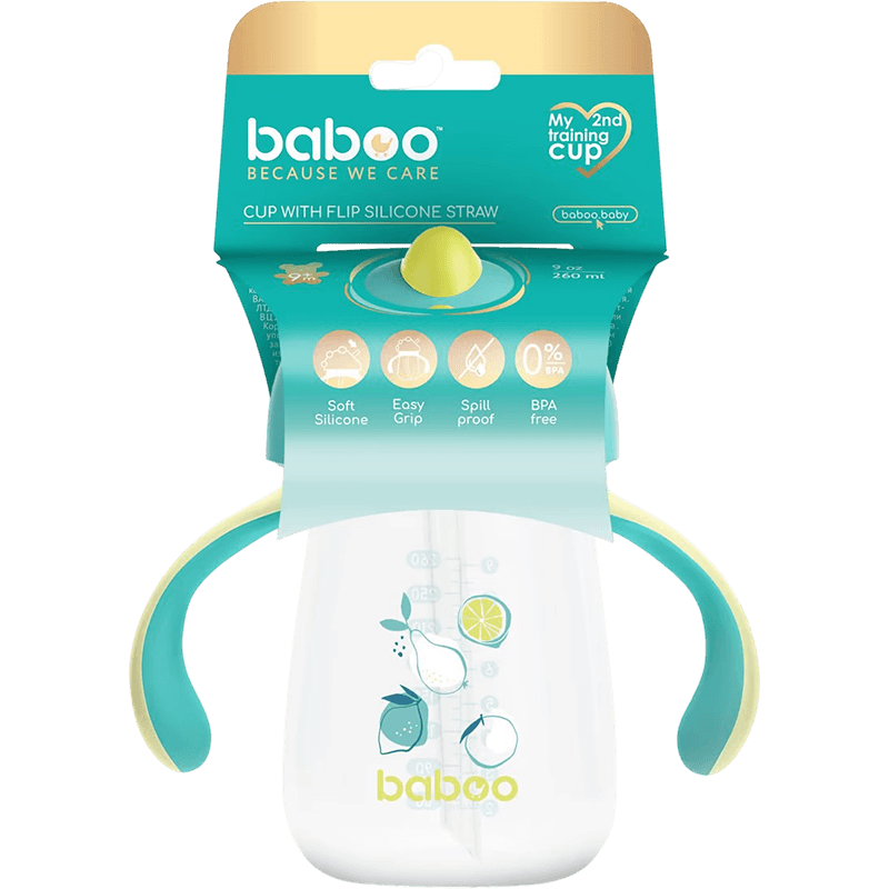 Baboo Silikonlu ağız ilə su qabı, Lagoon Fiesta, yaşıl, 260 ml