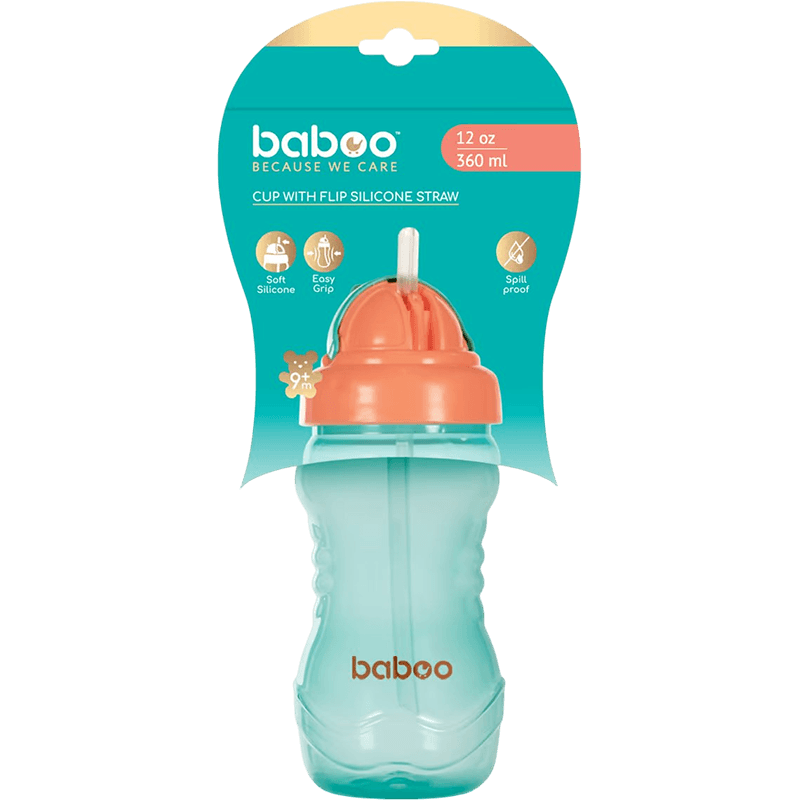 Baboo Silikonlu trubka ilə su qabı, yaşıl, 360 ml