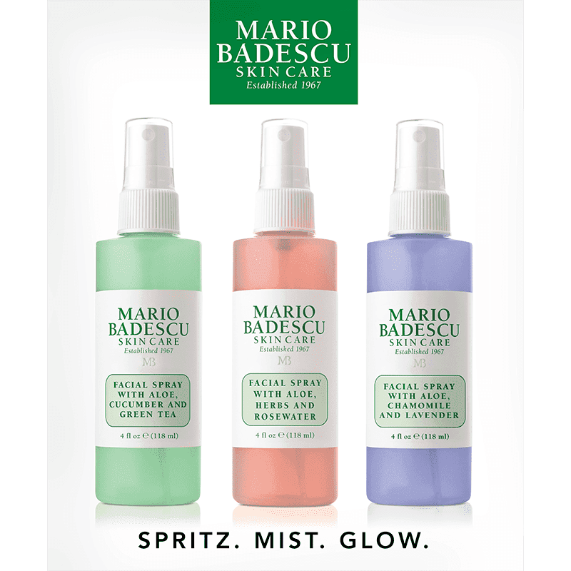 Mario Badescu Spritz, Mist, Glow üz üçün 3 spreydən ibarət olan dəst, 118 ml x 3
