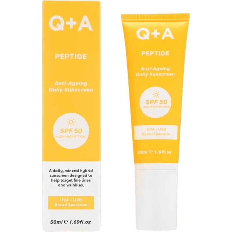 Q+A, SPF50 və Peptidlərlə yaşlanma əleyhinə, Günəşdən Qoruyucu üz kremi 50 ml