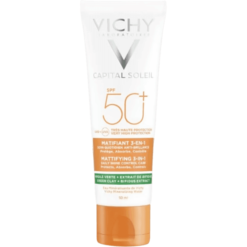 Vichy Capital Soleil Matifying 3ü 1də yağlı problemli dəri üçün gündəlik matlaşdırıcı qulluq SPF50, 50 ml