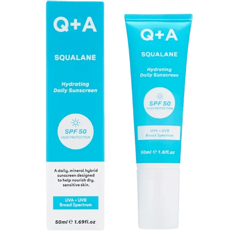 Q+A, SPF50 və Skvalan ilə Nəmləndirici, Günəşdən Qoruyucu Üz Kremi 50 ml